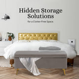 La Bella Grey Velvet Storage Ottoman