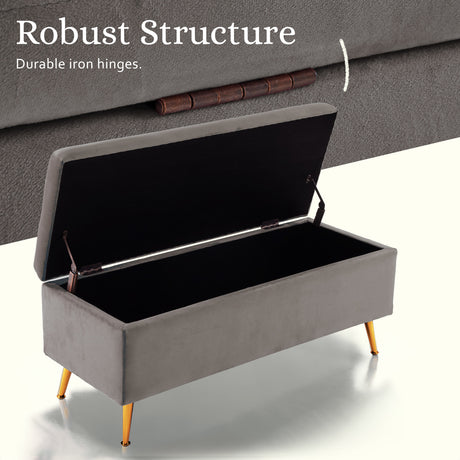 La Bella Grey Velvet Storage Ottoman