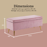 La Bella Pink Velvet Storage Ottoman Bench