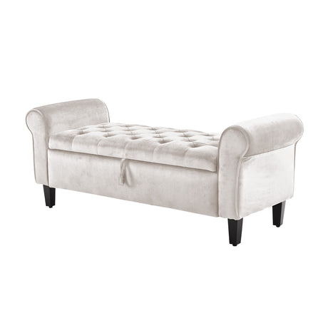 La Bella 132cm Velvet Storage Ottoman Bench Seat Beige — Allure Home Collections
