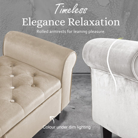 La Bella 132cm Velvet Storage Ottoman Bench Seat Beige — Allure Home Collections
