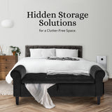 La Bella 132cm Velvet Storage Ottoman Bench Seat Black — Allure Home Collections