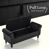 La Bella 132cm Velvet Storage Ottoman Bench Seat Black — Allure Home Collections