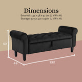 La Bella 132cm Velvet Storage Ottoman Bench Seat Black — Allure Home Collections