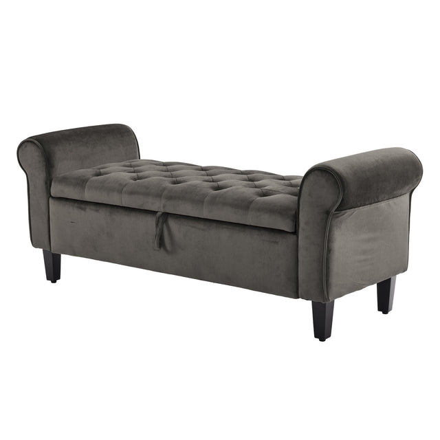 La Bella 132cm Velvet Storage Ottoman Bench Seat Grey — Allure Home Collections