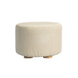 La Bella Round Faux Linen Ottoman with Wooden Legs Beige Black or Dark Blue — Allure Home Collections