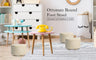 La Bella Round Faux Linen Ottoman with Wooden Legs Beige Black or Dark Blue — Allure Home Collections
