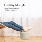La Bella Round Faux Linen Ottoman with Wooden Legs Beige Black or Dark Blue — Allure Home Collections