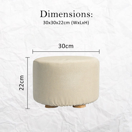 La Bella Round Faux Linen Ottoman with Wooden Legs Beige Black or Dark Blue — Allure Home Collections