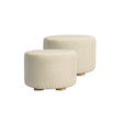 La Bella Upholstered Round Ottoman Set of 2 Wooden Legs Beige Black or Dark Blue — Allure Home Collections