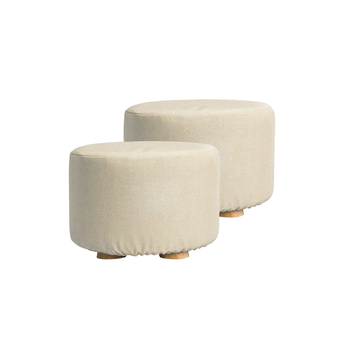 La Bella Upholstered Round Ottoman Set of 2 Wooden Legs Beige Black or Dark Blue — Allure Home Collections
