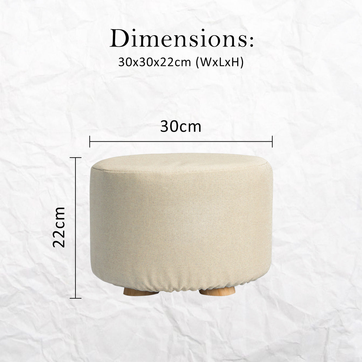 La Bella Upholstered Round Ottoman Set of 2 Wooden Legs Beige Black or Dark Blue — Allure Home Collections