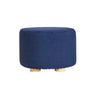 La Bella Round Faux Linen Ottoman with Wooden Legs Beige Black or Dark Blue — Allure Home Collections