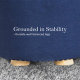 La Bella Upholstered Round Ottoman Set of 2 Wooden Legs Beige Black or Dark Blue — Allure Home Collections