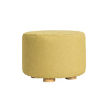 La Bella Round Faux Linen Ottoman with Wooden Legs Beige Black or Dark Blue — Allure Home Collections