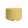 La Bella Round Faux Linen Ottoman with Wooden Legs Beige Black or Dark Blue — Allure Home Collections