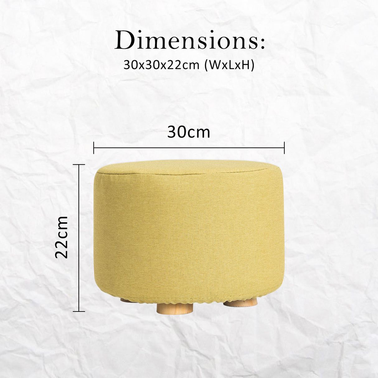 La Bella Round Faux Linen Ottoman with Wooden Legs Beige Black or Dark Blue — Allure Home Collections