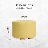 La Bella Round Faux Linen Ottoman with Wooden Legs Beige Black or Dark Blue — Allure Home Collections