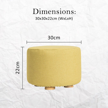 La Bella Round Faux Linen Ottoman with Wooden Legs Beige Black or Dark Blue — Allure Home Collections