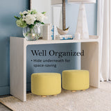 La Bella Upholstered Round Ottoman Set of 2 Wooden Legs Beige Black or Dark Blue — Allure Home Collections