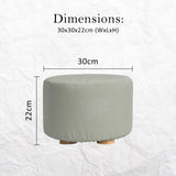 La Bella Round Faux Linen Ottoman with Wooden Legs Beige Black or Dark Blue — Allure Home Collections