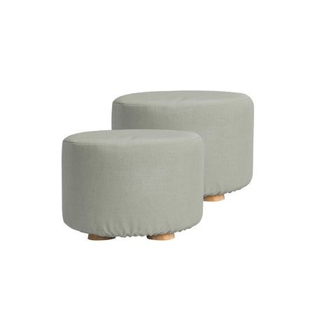 La Bella Upholstered Round Ottoman Set of 2 Wooden Legs Beige Black or Dark Blue — Allure Home Collections