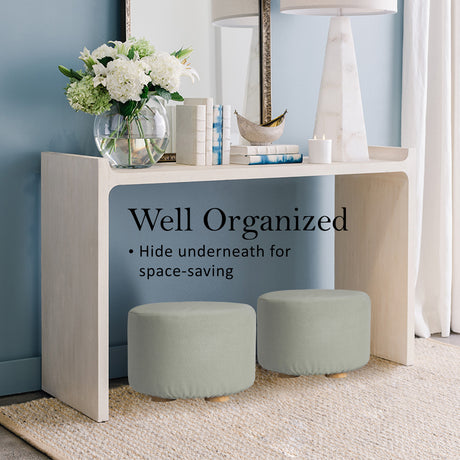La Bella Upholstered Round Ottoman Set of 2 Wooden Legs Beige Black or Dark Blue — Allure Home Collections