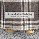 La Bella Round Faux Linen Ottoman with Wooden Legs Beige Black or Dark Blue — Allure Home Collections