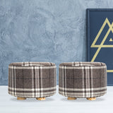 La Bella Upholstered Round Ottoman Set of 2 Wooden Legs Beige Black or Dark Blue — Allure Home Collections