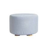 La Bella Round Faux Linen Ottoman with Wooden Legs Beige Black or Dark Blue — Allure Home Collections