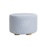 La Bella Round Faux Linen Ottoman with Wooden Legs Beige Black or Dark Blue — Allure Home Collections
