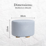 La Bella Round Faux Linen Ottoman with Wooden Legs Beige Black or Dark Blue — Allure Home Collections