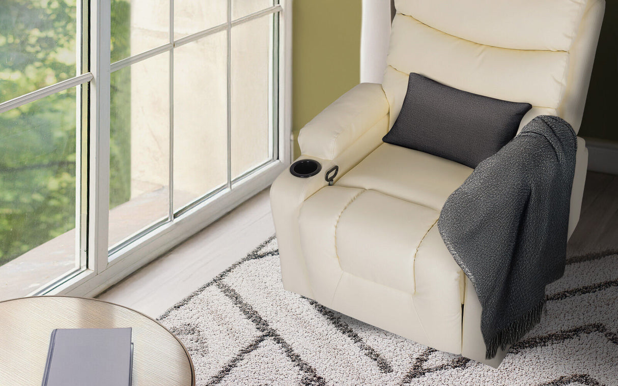 Glenlyon Electric Massage Recliner, Cream
