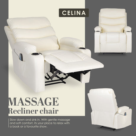 Glenlyon Electric Massage Recliner, Cream