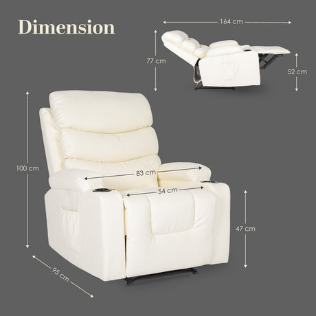 Glenlyon Electric Massage Recliner, Cream