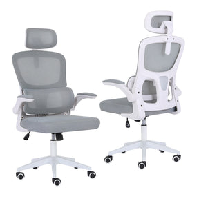 Hopetoun grey ergonomic office chair with flip up armrests in a home office