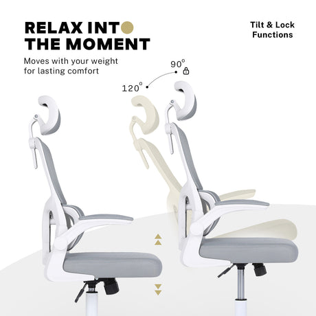 La Bella SITIO Ergonomic Office Chair Grey with Flip-Up Armrests — Allure Home Collections