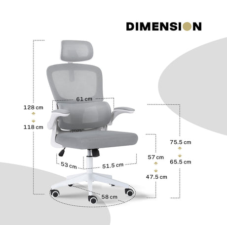 La Bella SITIO Ergonomic Office Chair Grey with Flip-Up Armrests — Allure Home Collections