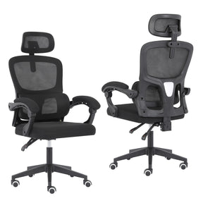 Dwellingup black ergonomic reclining office chair in a home office