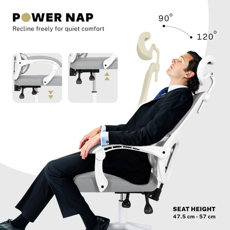 La Bella VELTRA Ergonomic Reclining Office Chair Grey — Allure Home Collections