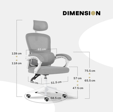 La Bella VELTRA Ergonomic Reclining Office Chair Grey — Allure Home Collections
