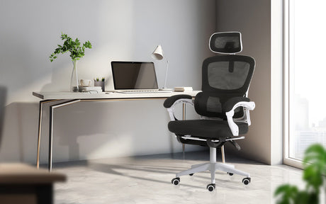 VELTRA Ergonomic Reclining Office Chair with Footrest Black — Allure Home Collections