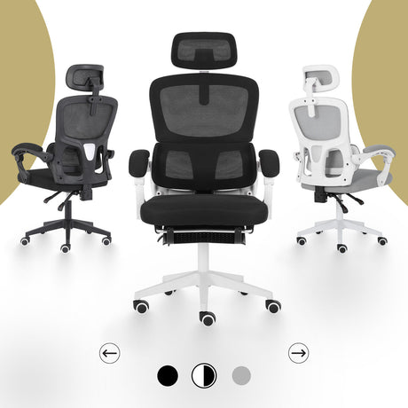 VELTRA Ergonomic Reclining Office Chair with Footrest Black — Allure Home Collections