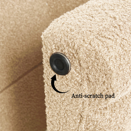La Bella Ridge Arch Ottoman Stool Teddy Fleece 45cm Beige — Allure Home Collections
