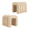 Ridge Arch Ottoman Stool Set of 2 Teddy Fleece Beige or Chocolate Brown — Allure Home Collections