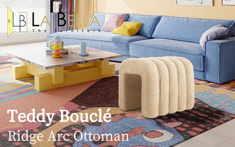 Ridge Arch Ottoman Stool Set of 2 Teddy Fleece Beige or Chocolate Brown — Allure Home Collections