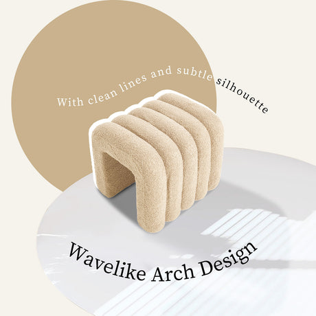 Ridge Arch Ottoman Stool Set of 2 Teddy Fleece Beige or Chocolate Brown — Allure Home Collections