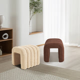 Ridge Arch Ottoman Stool Set of 2 Teddy Fleece Beige or Chocolate Brown — Allure Home Collections