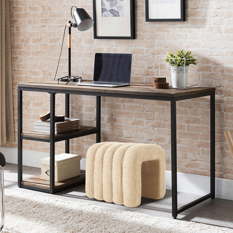 Ridge Arch Ottoman Stool Set of 2 Teddy Fleece Beige or Chocolate Brown — Allure Home Collections