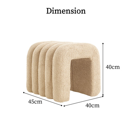 Ridge Arch Ottoman Stool Set of 2 Teddy Fleece Beige or Chocolate Brown — Allure Home Collections